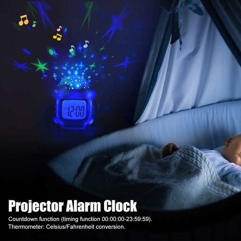 Reloj despertador digital con proyección de cielo estrellado LED,  despertador con luz despertador para niños con música, proyector de  estrellas