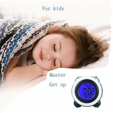  Reloj despertador digital con cargador USB, radio despertador  para dormitorios con pantalla LED grande, reloj despertador de luz natural  para niños, con sonido natural para adolescentes, personas : Hogar y Cocina