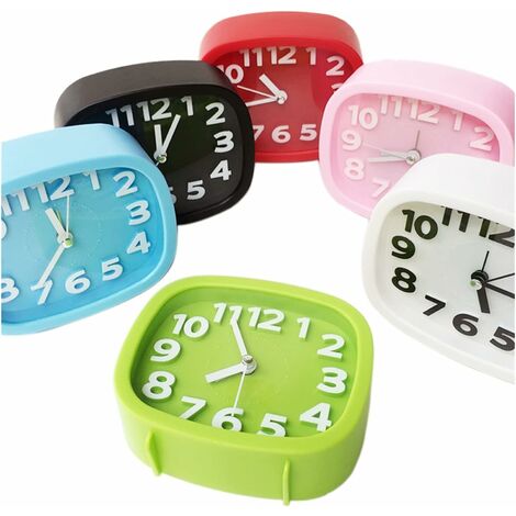 MINKUROW Reloj De Mesa Alimentado Por Batería Que No Hace Tic-Tac De  Plástico Pequeña Mesita