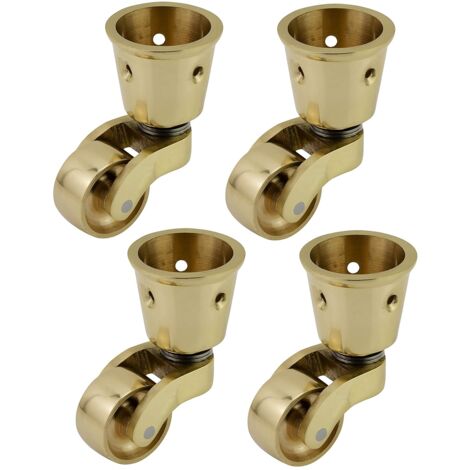Ruedas De Latón Macizo De Alta Calidad MINKUROW Con Ruedas De 22 Mm - Latón Vintage Pulido Macizo Genuino - Tipo De Copa Antigua - Juego De 4