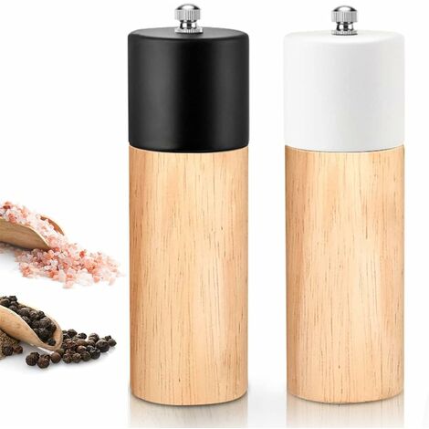 Juego De 2 Molinillos De Sal Y Pimienta De Madera MINKUROW, Molinillo De Especias, Frutos Secos, Molinillo De Especias De Mano, Botella, Utensilios De Cocina Para El Hogar (1/5)