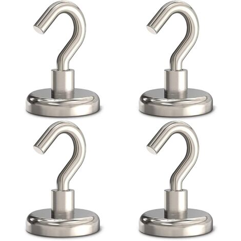 Ganchos Magnéticos MINKUROW, Ganchos Magnéticos De Neodimio Fuertes De 32 Mm, Juego De 4 Imanes De Neodimio Con Ganchos Para Cocina, Pizarra, Garaje, Nevera, Oficina, Dormitorio, Llavero Y Frigorífico