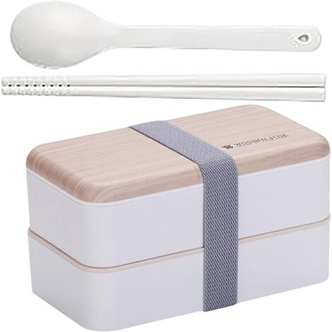 Fiambrera MINKUROW, Fiambrera Con Cubiertos De 2 Capas Bento Japonés Para Niños O Adultos Para La