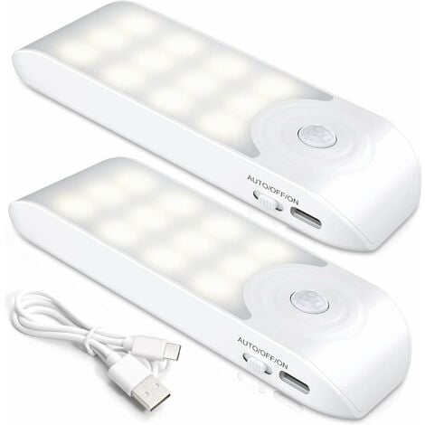 Luz Nocturna Sensor Movimiento, Pack X2, Luz Led Adhesiva, Luz Led Sensor  Movimiento, Luz Led Armario, Habitaciones Baño, Luz Led Recargable USB,  Recargable : : Iluminación
