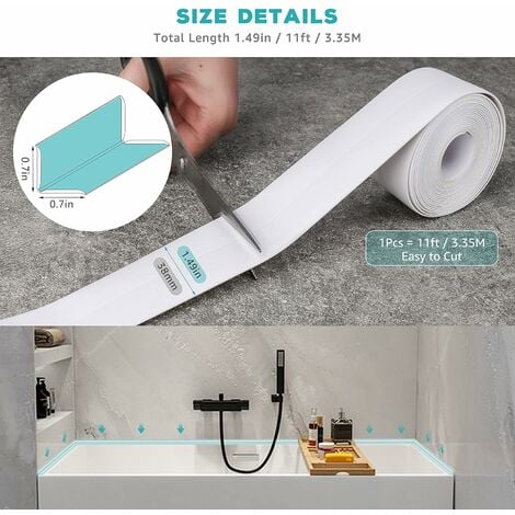 Sellador de silicona blanca para el baño - Cinta de sellado para cocina o  baño - Anti-moho y cinta autoadhesiva a prueba de fugas adecuada para  muchas