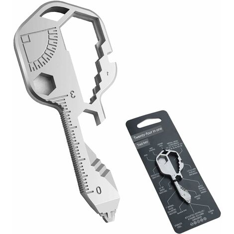 Herramienta de llave multifunción 24 en 1, llavero multifunción, herramienta de llave de acero inoxidable, destornillador de correa, pelacables, llave inglesa, abrebotellas, para deportes al aire libr (1/5)