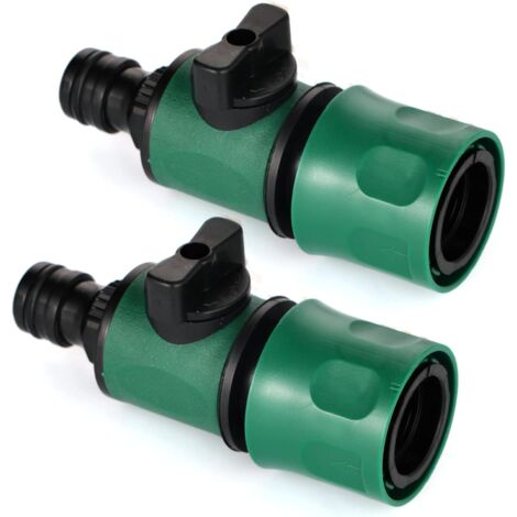 Juego de 2 extensiones de conector de manguera de jardín - Conector rápido de agua con válvula de manguera - Conexión de herramienta de jardín - Conexión de manguera - Conexión individual (1/5)