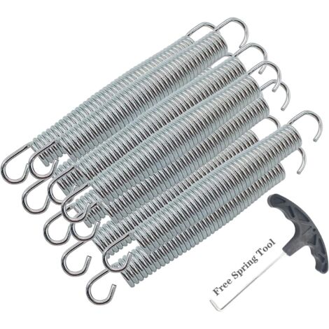 Juego de 10 muelles de trampolín de 165 mm de metal galvanizado resistentes a la oxidación y duraderos + 1 herramienta de resorte
