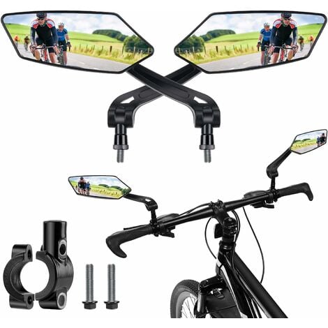 Espejo de bicicleta de 2 piezas, manillar giratorio ajustable, espejo  retrovisor de bicicleta, espejo de seguridad convexo acrílico a prueba de  golpes