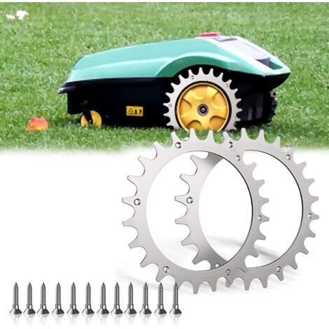 Tacos de acero inoxidable, 2 tacos para Bosch Indego Xs 300 M700 S 500 M+700 S+500 con 12 tornillos de cabeza plana M4 Mejora de tracción para cortadoras de césped robóticas 170 mm 2,5 mm (1/5)