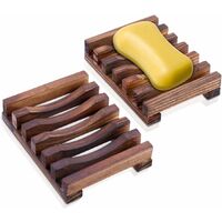 MINKUROW - Jabonera De Madera Para Ducha (2 Piezas), Soporte Para Jabonera Hecho A Mano, Para Baño, Fregadero, Cubierta, Jabonera, Caja De Jabón De Bambú Natural, Caja De Jabón Para Esponjas De Exfoli