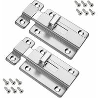MINKUROW Pernos De Puerta, 2 Piezas Perno De Puerta De Acero Inoxidable, Cerradura De Perno De Seguridad Con 12 Tornillos Para Puertas Empotradas Dormitorio Baño Inodoro