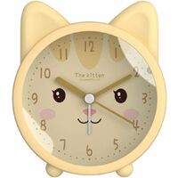 MINKUROW Niños Lindo Animal Gato Despertador Silencioso Sin Tictac Reloj De  Silicona Luz Nocturna Reloj De