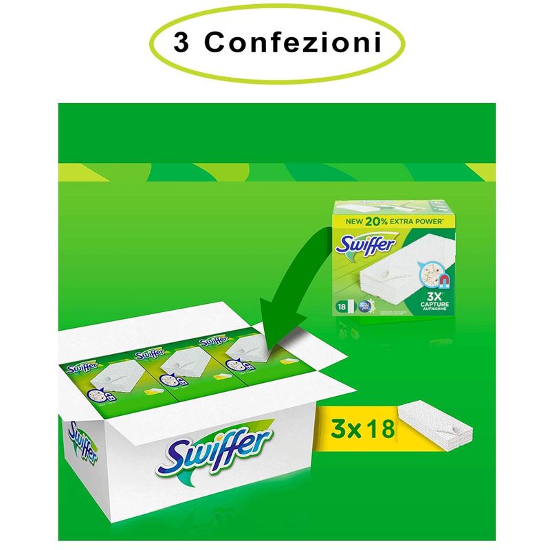 Swiffer panni cattura polvere per scopa swiffer con profumazione ambi pur 3 confezioni  da 18 panni