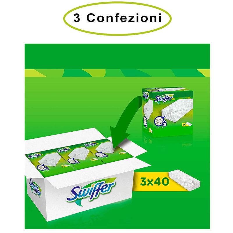 Swiffer Panni di Ricambio XXL Cattura Polvere per Scopa Swiffer 3  Confezioni da 16 Panni
