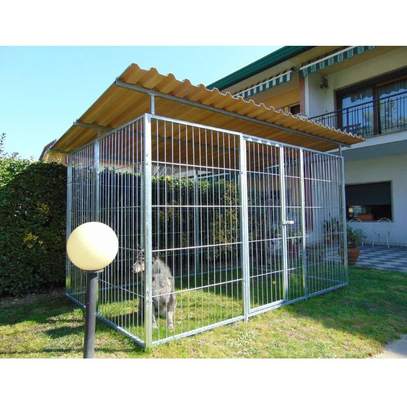 Box per Cani da Esterno in Rete con Predisposizione alla Copertura  Zincatura Elettrolitica 200 x 200 x h 180 Cm : : Altro