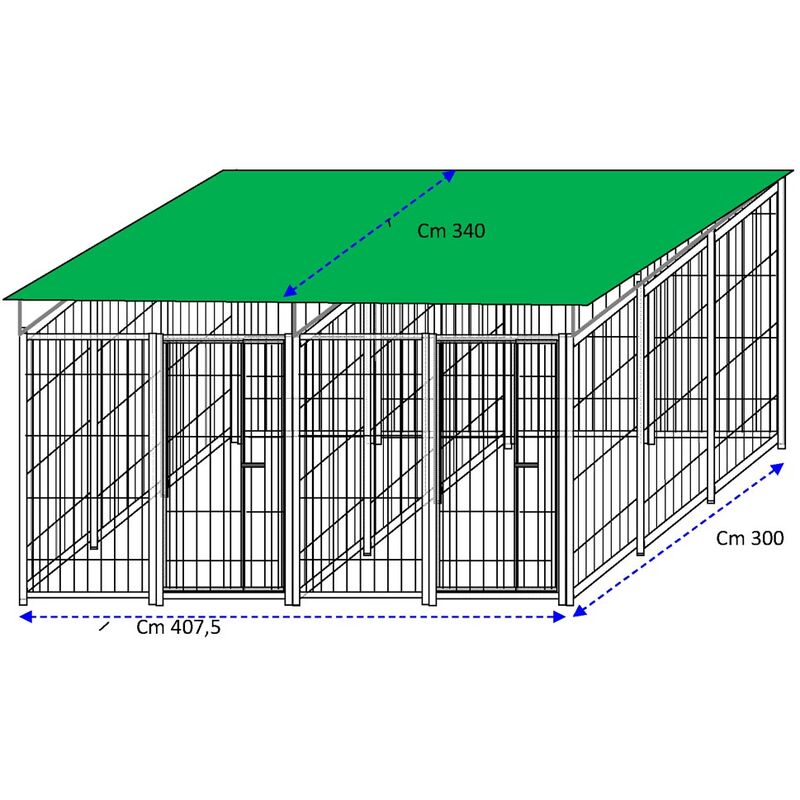 Recinto per Cani 2x2 Metri con Copertura Zincatura a Caldo Viteria Compresa