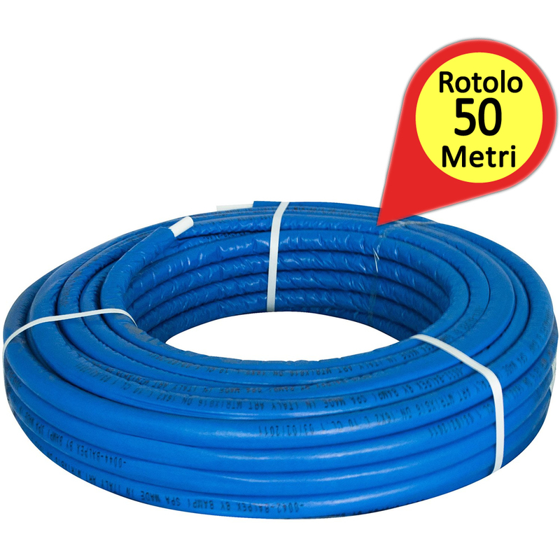 Tubo multistrato diametro 20 x 2,0 mm in rotolo da 50 m con guaina blu