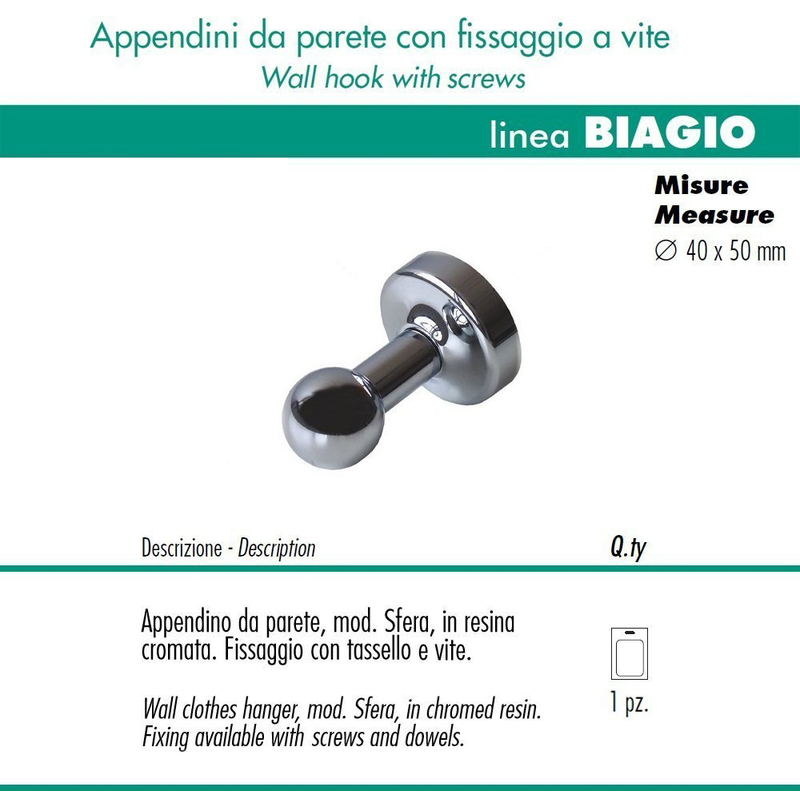 Set 3 appendini da muro bianco grigio e nero fissaggio con viti o adesivo, Bruce