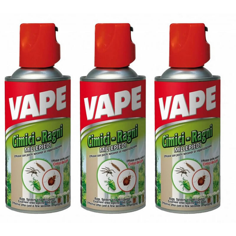 Multipack da 3 insetticidi vape spray per cimici ragni ragnatele e  millepiedi