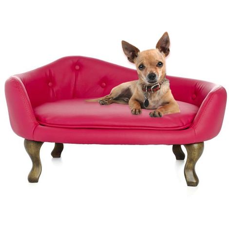 Divano per cani ecopelle chesterfield divanetto rosa 78x54x40 cm