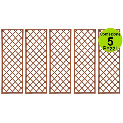 Multipack 5 pz tralicci fissi in legno marrone 0,60 x h 1,80 metri – Cornice mm 22 x 35 – Trattamento antitarlo e antimuffa – Verdemax (1/3)