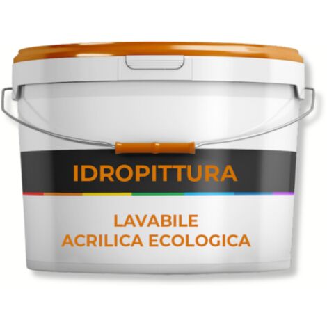 Idropittura lavabile ecologica murale acrilica bianco per interni ad acqua formato kg 20 - confezione 1