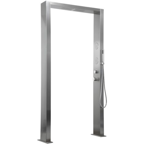 Doccia doppia inox acero da giardino multifunzione cascata getti idro lombari