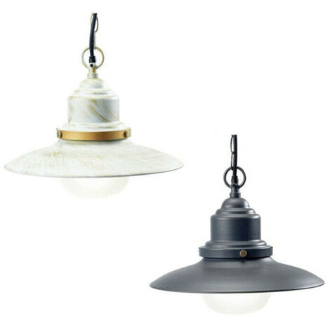 Lampada Sospensione Esterno Sospesa Acciaio Illuminazione Vintage Fisher Sovil - Colore: Bianco oro