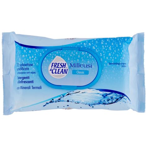 Fresh & clean salviette igienizzanti detergenti milleusi classic 4  confezioni da 72 salviette