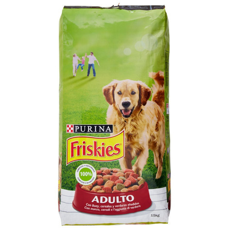 Purina friskies crocchette con manzo e aggiunta di verdure per cani adulti  confezione da 15 kilogram