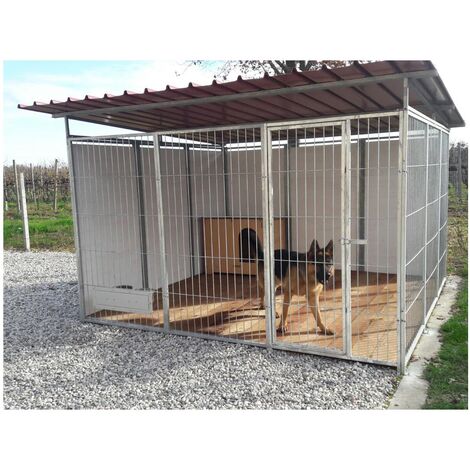 Recinto per cani da 3x3 metri in rete modulare con copertura zincatura a  caldo