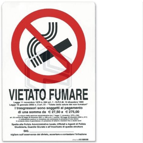PUBBLICENTRO - CARTELLO VIETATO FUMARE 300X200mm IN PVC