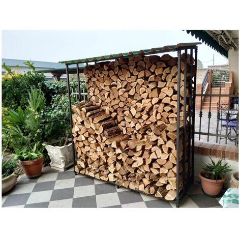 Porta legna fissa legnaia in acciaio verniciato antracite
