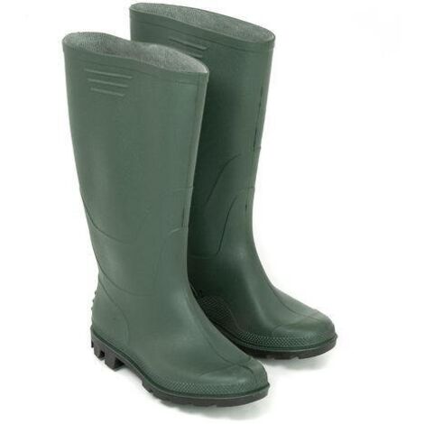 Stivali impermeabili alti altezza ginocchio in PVC verde, con suola antiscivolo nera -45