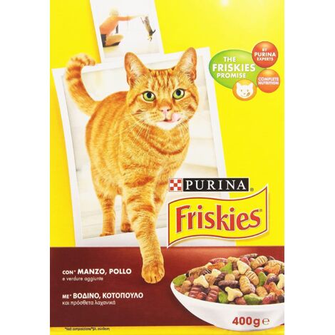 Friskies purina croccantini per gatti adulti con pollo manzo e verdure confezione da 400 gr