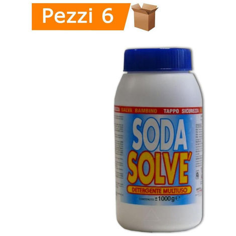 Multipack da 6 soda solve' solvay sodio carbonato barattoli da 1 kg ciascuno