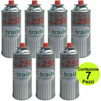 Multipack 7 pezzi bombole bombolette gas butano fornelli campeggio casa 250  grammi