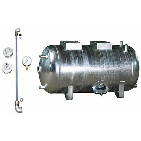 Druckbehälter 100 bis 300L 6 bar liegend mit Zubehör verzinkt  Druckwasserkessel Druckkessel für Hauswasserwerk Volumen: 100