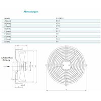 Ventilator Axial Rohrventilator 450 mm 5400 m³/h Gitter Abluft Zuluft  Gebläse - Fraten