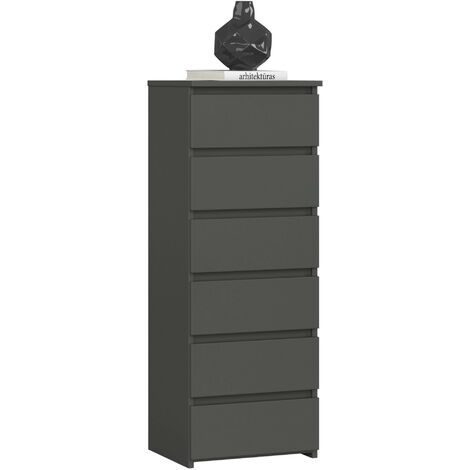 Kommode AKORD CL6 Graphitgrau 40 cm 6 Schubladen B40 x H109 x T35 cm