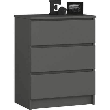 Kommode AKORD K60 Graphitgrau 60 cm 3 Schubladen B60 x H77 x T40 cm