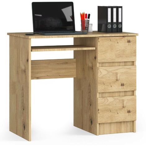 PC-Schreibtisch AKORD A6 rechts in der Farbe Eiche Artisan mit 3 Schubladen und 1 Ablagen B90 x H77 x T50 cm