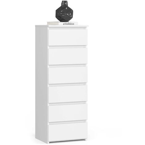 Kommode AKORD CL6 Weiß 40 cm 6 Schubladen B40 x H109 x T35 cm