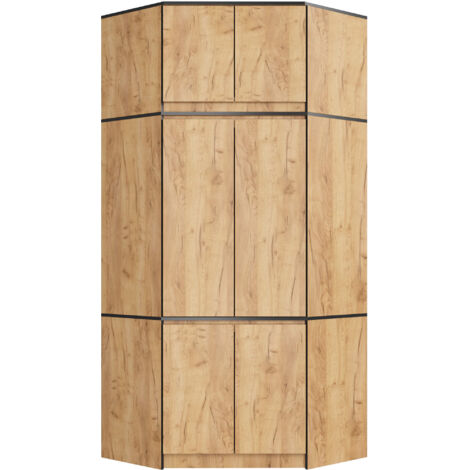 Eckkleiderschrank Craft Eiche 100 cm 6 Türen B100xH235xT50 cm