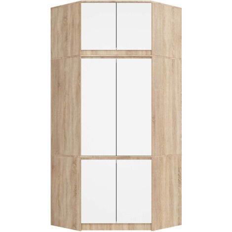 Eckkleiderschrank Sonoma Eiche 100 cm 6 Türen Front Weiß B100xH235xT50 cm