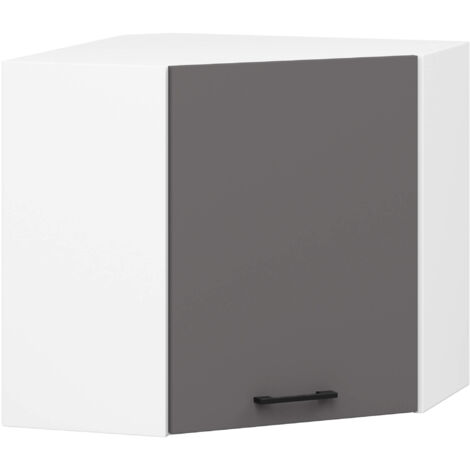 Hängeschrank für die Ecke Küche AKORD OLIWIA modular W60 Weiß 60 cm Tür 2 Ebenen Front Graphitgrau B60 x H58 x T30 cm