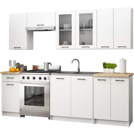 Küchenmöbel-Set OLIWIA 2.4m Modulares Weiß 240 cm 11 Türen 1 Schublade B240xH203xT46 cm (1/5)