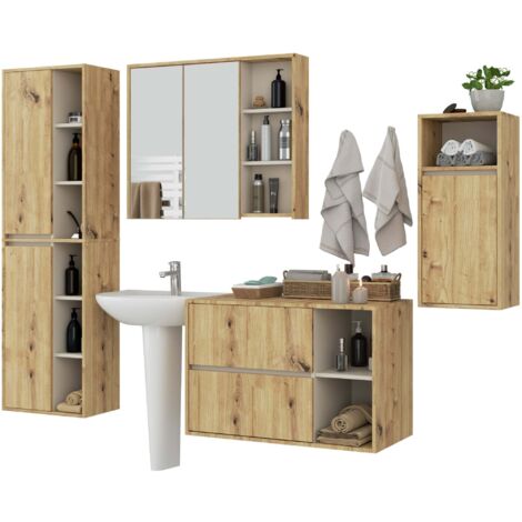 Hängendes Badezimmermöbel-Set VAMI in Artisan Eiche mit Innen in Kaschmir (1/5)