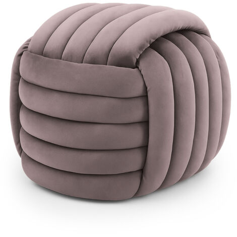 Geflochtener Samt-Pouf 53 cm NILO Altrosa